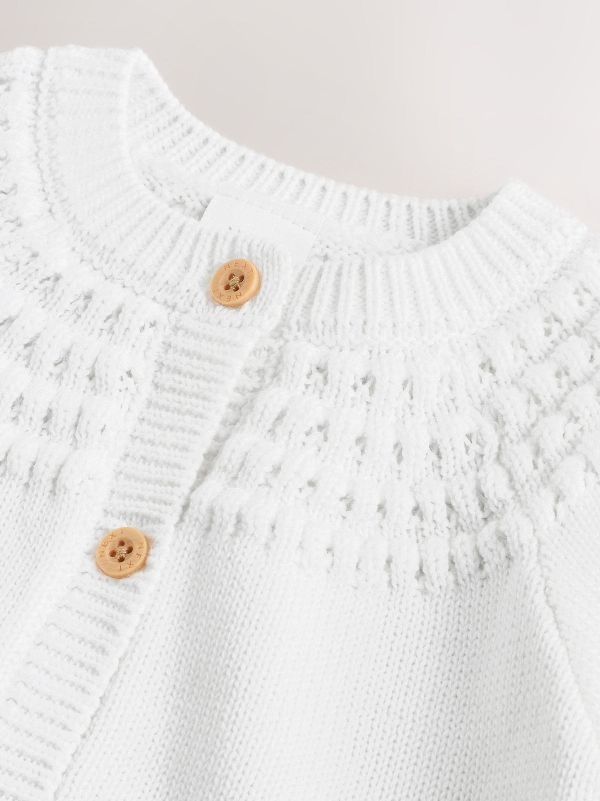 White Heart Pocket Button Through Baby Cardigan (0mths-2yrs)