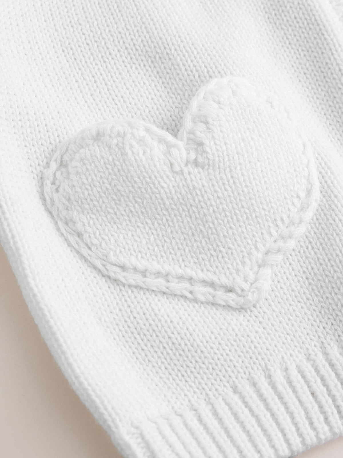 White Heart Pocket Button Through Baby Cardigan (0mths-2yrs)