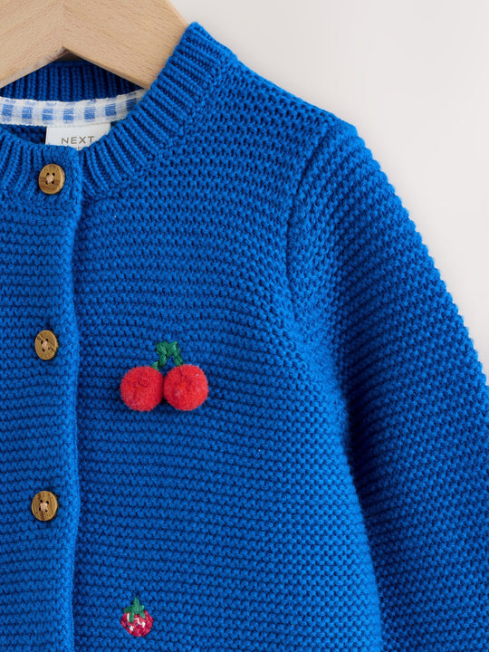 Blue Embroidered Cherry Cardigan (0mths-2yrs)