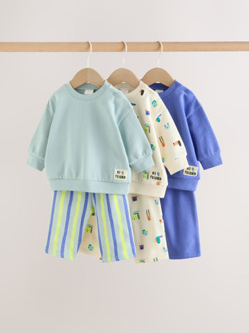Blue Dog Print Baby Sweatshirt and Joggers Set 6 Piece (0mths-3yrs)