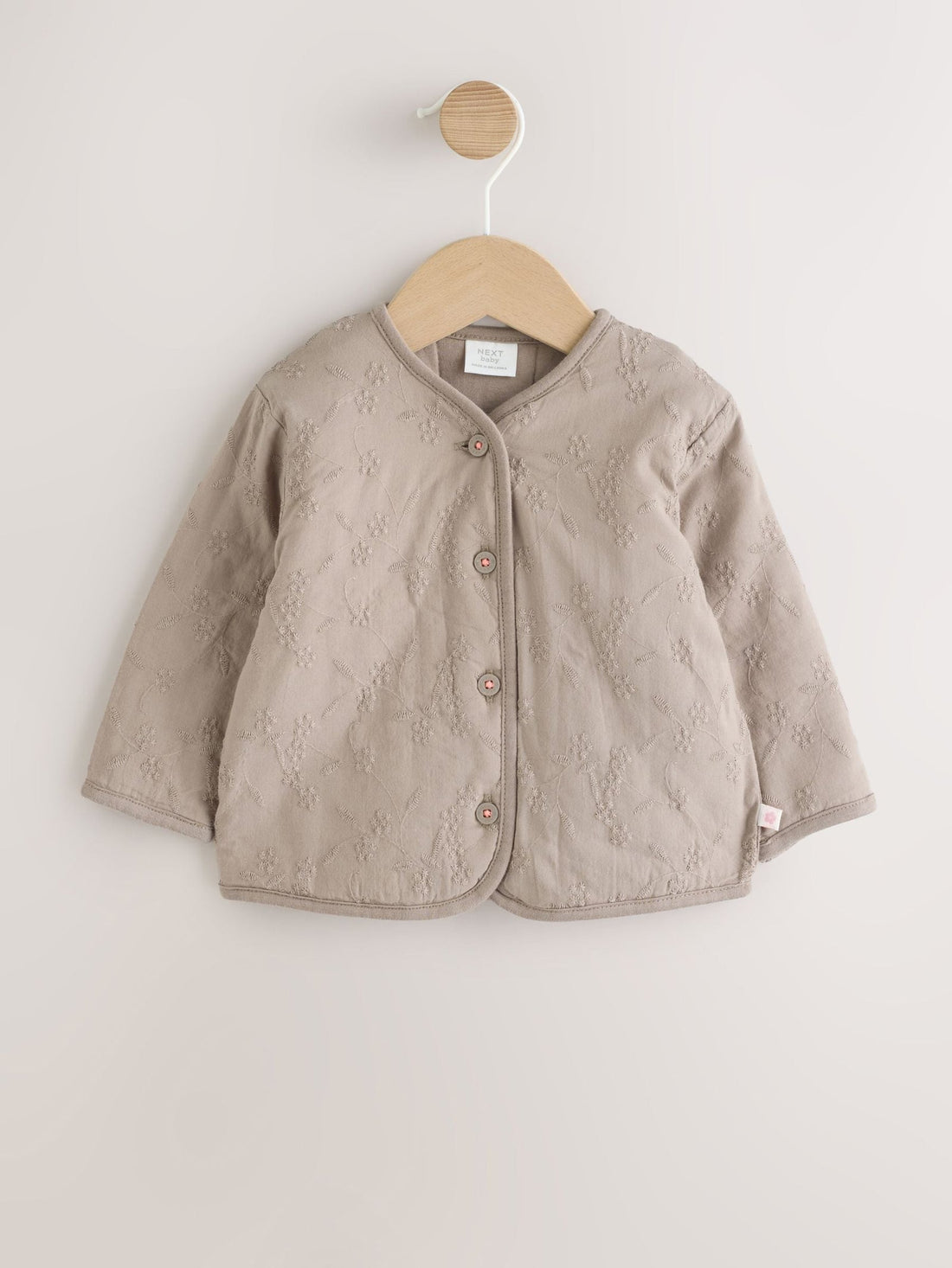 Neutral Broderie Popper Through Baby Jacket (0mths-2yrs)