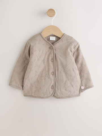 Neutral Broderie Popper Through Baby Jacket (0mths-2yrs)
