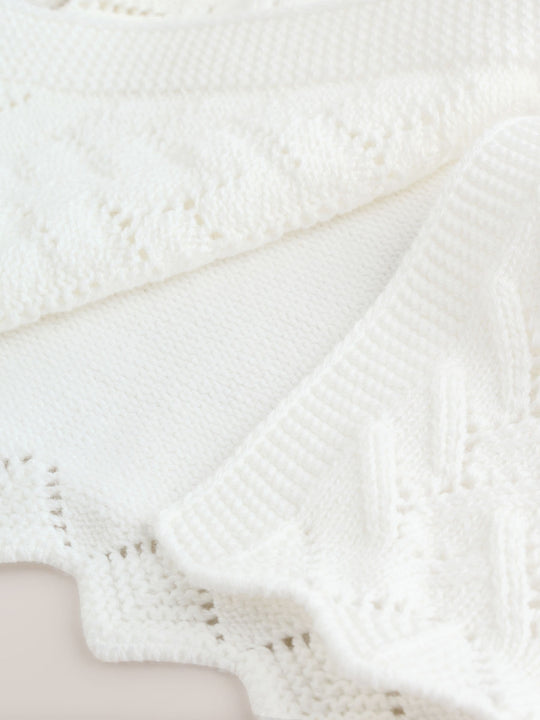 White Pointelle Knitted Baby Cardigan (0mths-2yrs)