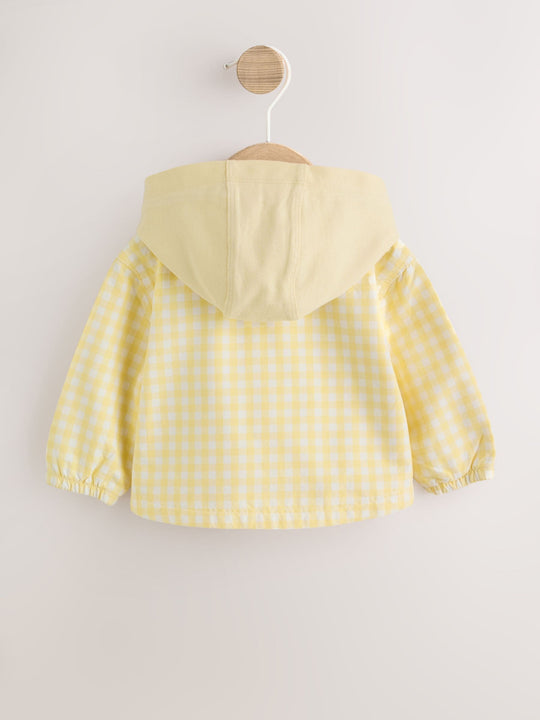 Yellow Gingham Lemon Embroidered Baby Hooded Jacket (0mths-2yrs)