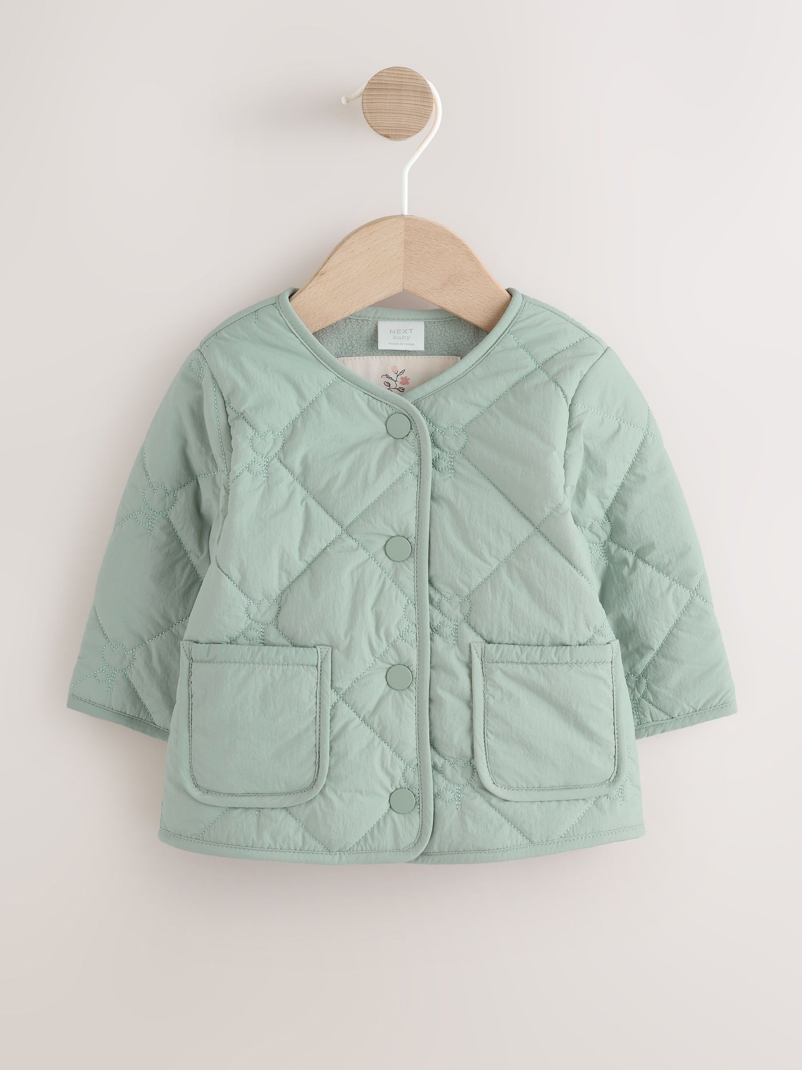 Sage Green Tulip Quilted Nylon Baby Jacket (0mths-2yrs)