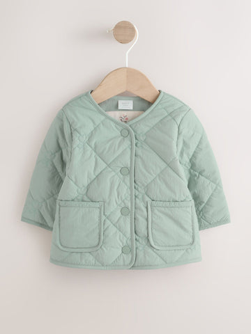 Sage Green Tulip Quilted Nylon Baby Jacket (0mths-2yrs)