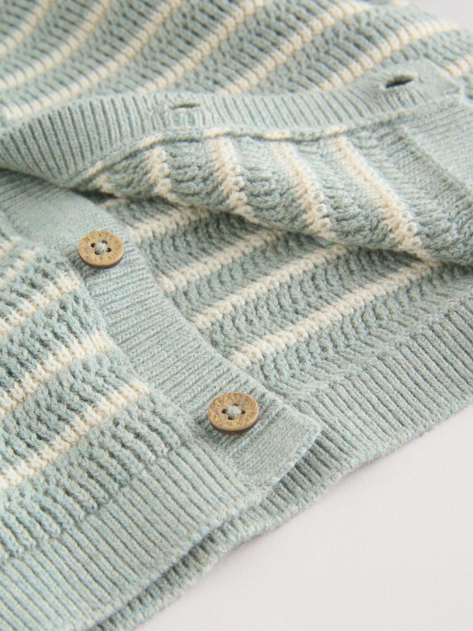 Sage Green Stripe Knitted Top and Shorts Baby Set (0mths-2yrs)