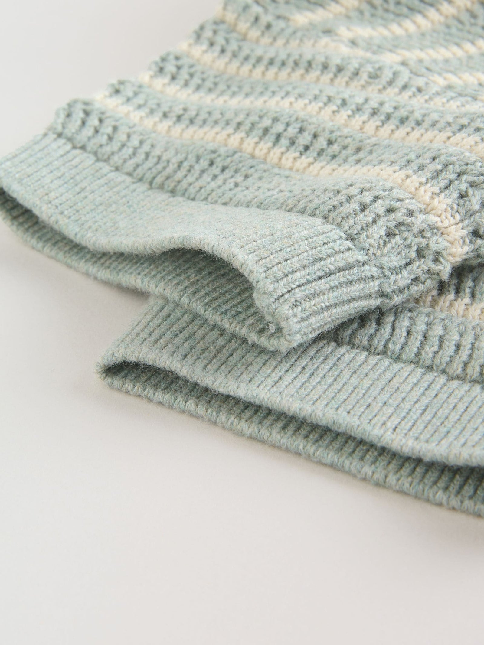 Sage Green Stripe Knitted Top and Shorts Baby Set (0mths-2yrs)