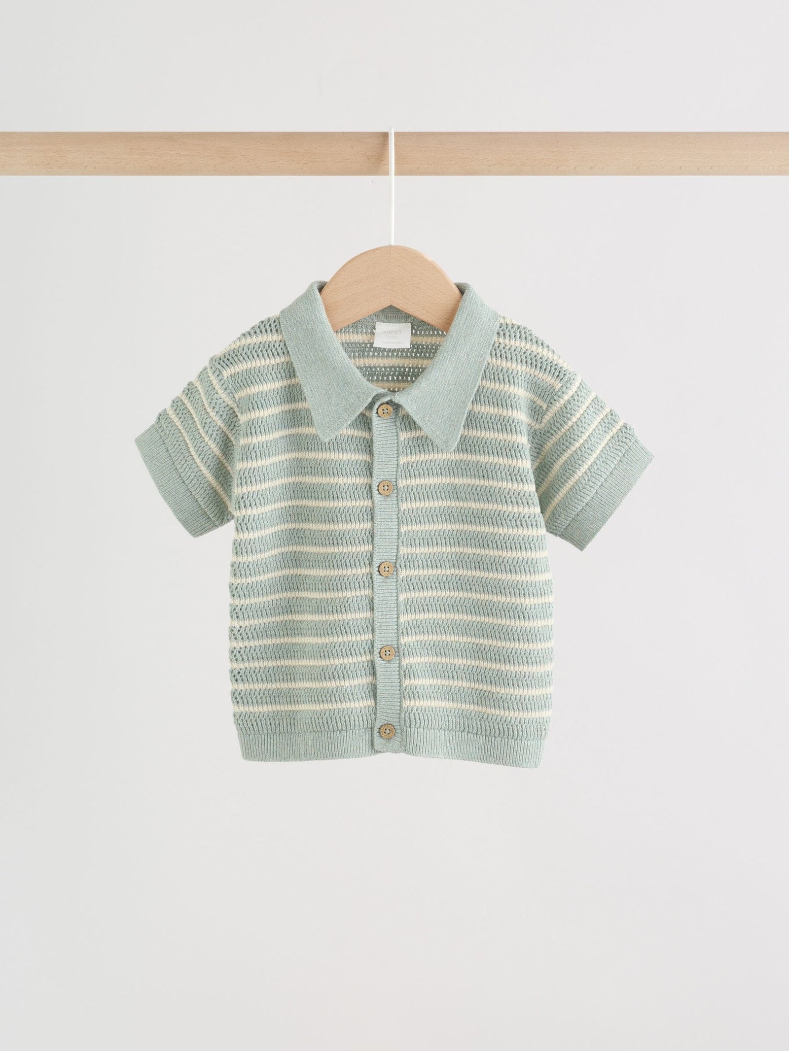 Sage Green Stripe Knitted Top and Shorts Baby Set (0mths-2yrs)