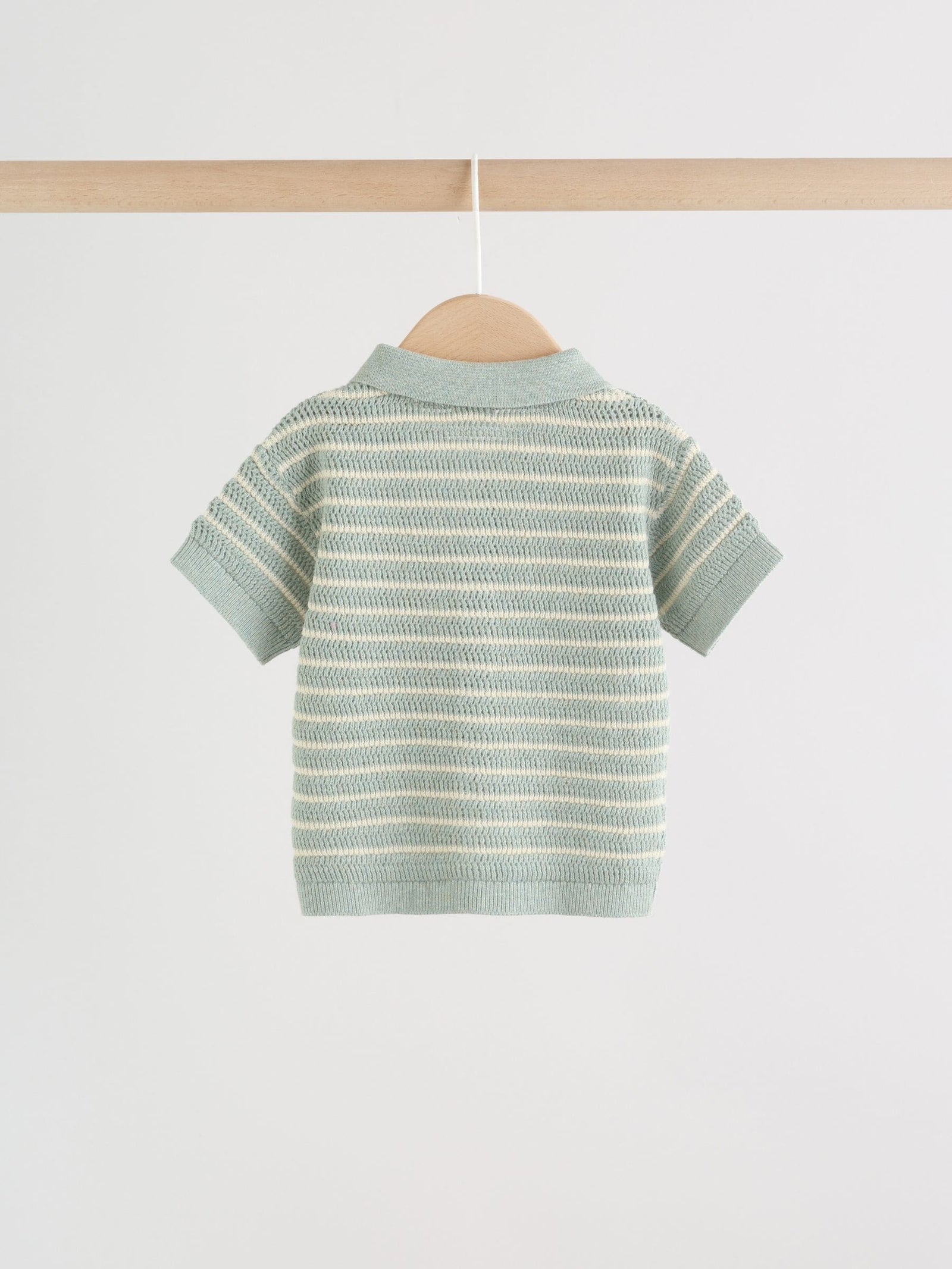 Sage Green Stripe Knitted Top and Shorts Baby Set (0mths-2yrs)