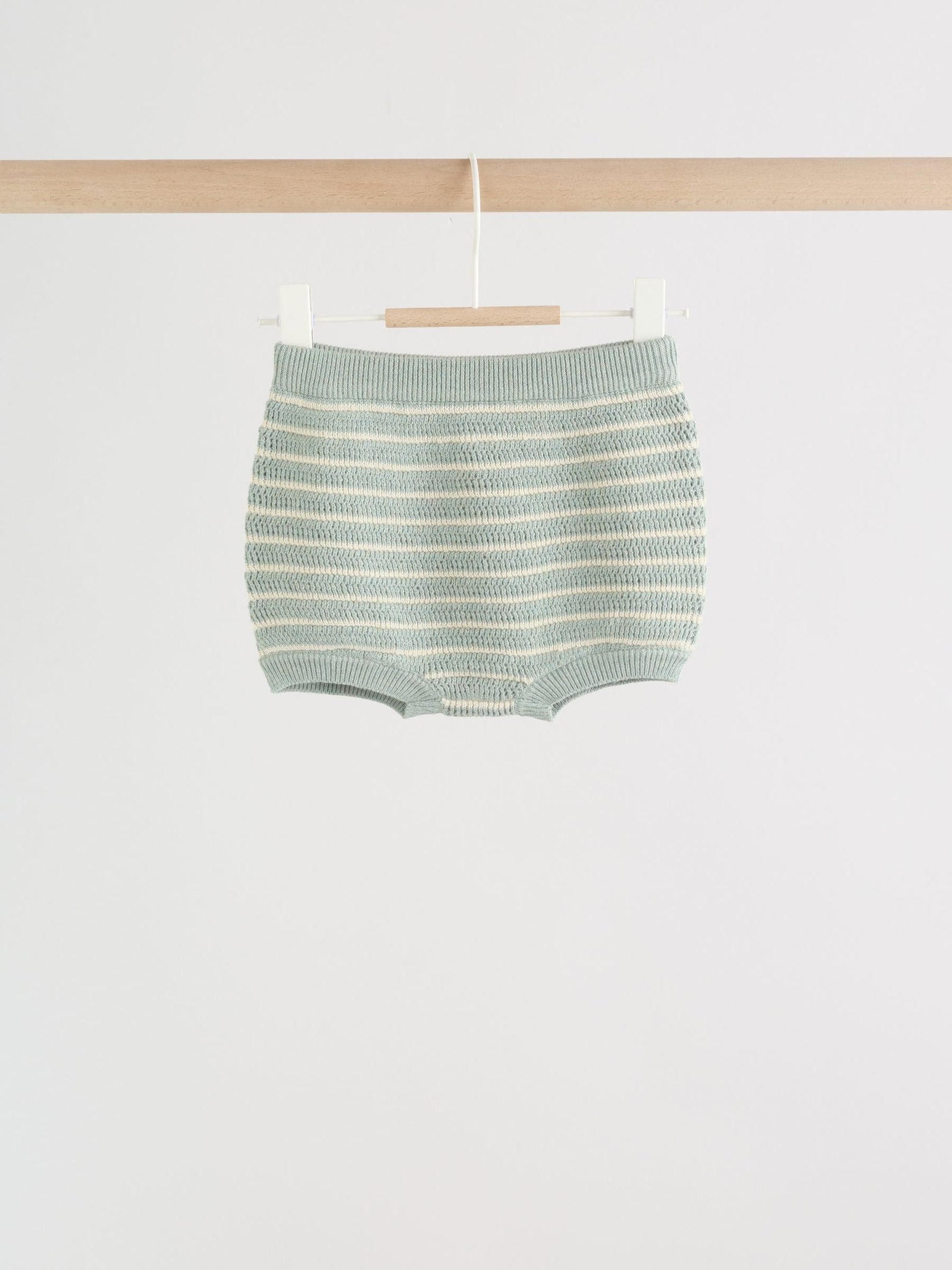 Sage Green Stripe Knitted Top and Shorts Baby Set (0mths-2yrs)