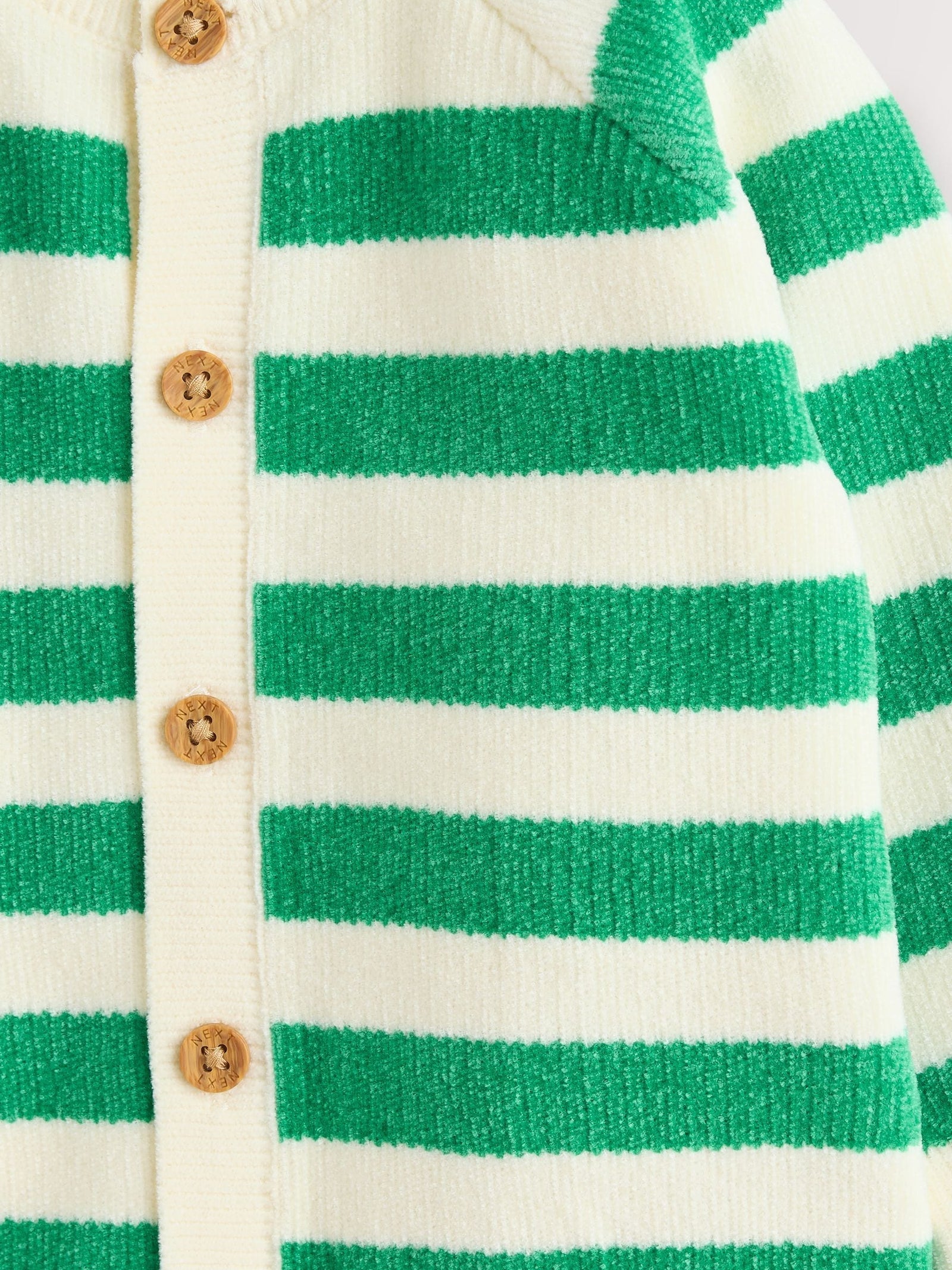 Green Striped Button Through Chenille Baby Cardigan (0mths-2yrs)
