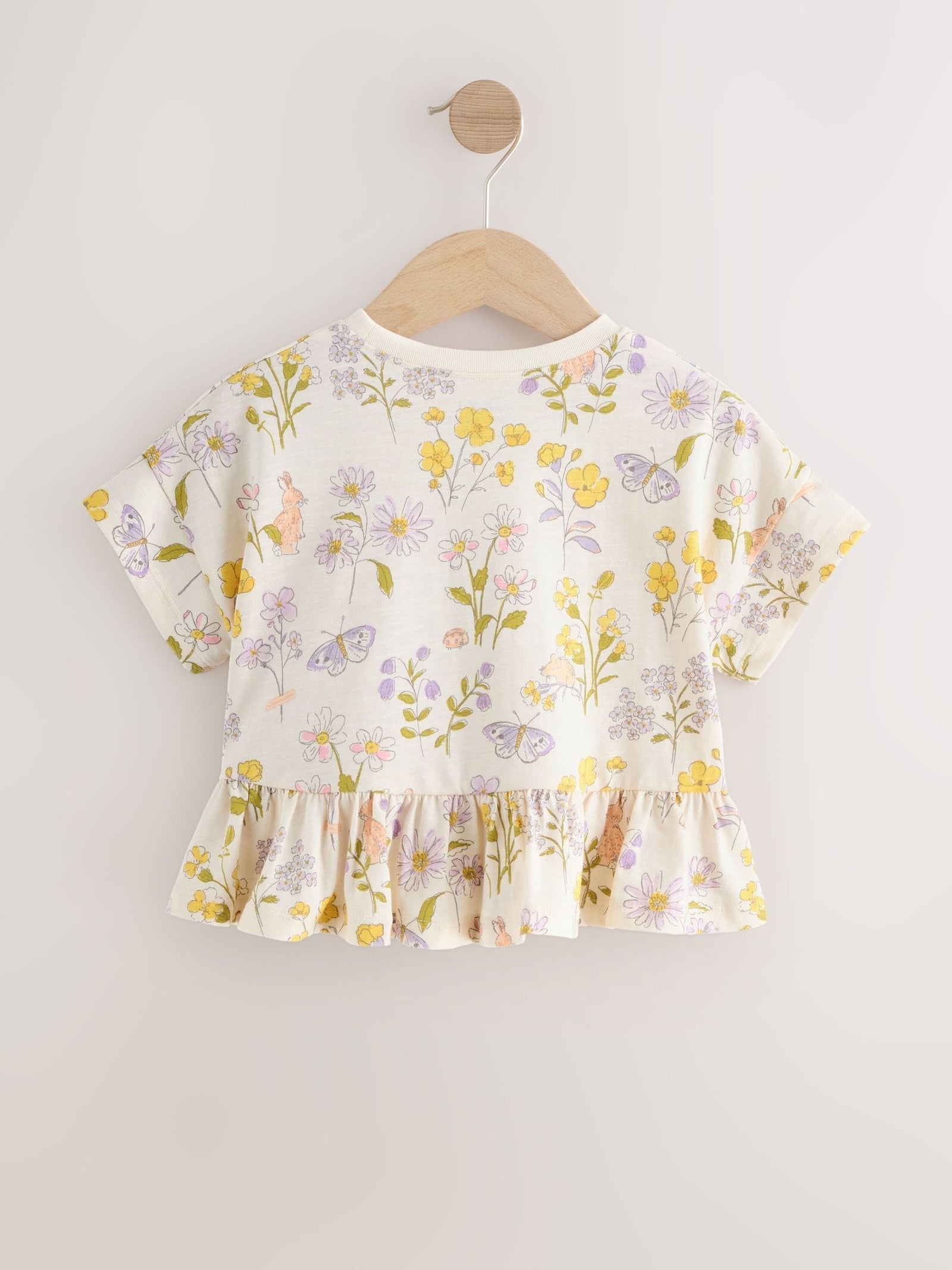 Ecru White Floral Short Sleeve Peplum T-Shirt (3mths-7yrs)