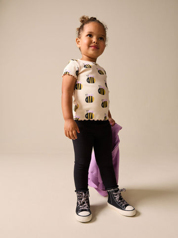 Ecru White Bee Short Sleeve Rib T-Shirt (3mths-7yrs)
