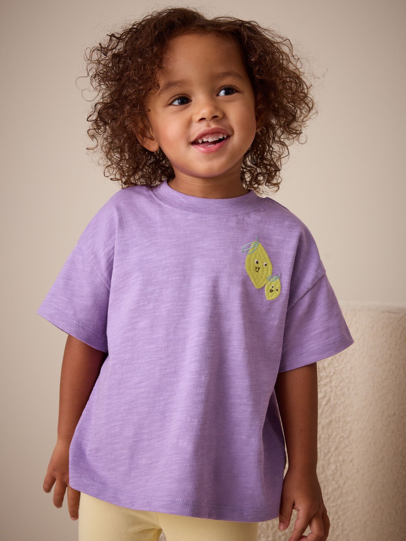 Purple Lemon Short Sleeve Embroidered T-Shirt (3mths-7yrs)