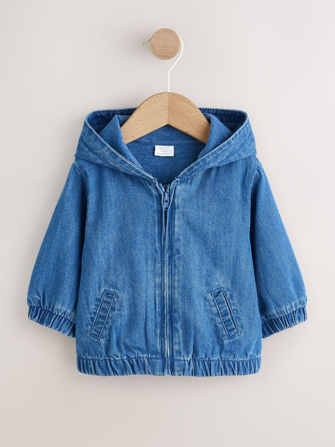 Charcoal Grey Denim Hooded Zip Through Baby Jacket (0mths-2yrs)