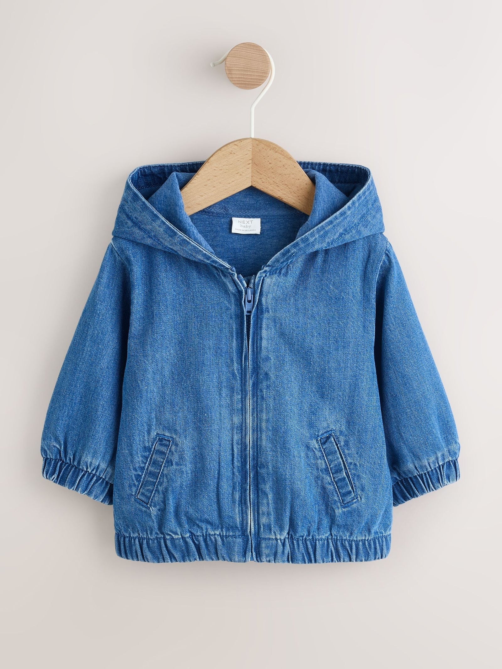 Charcoal Grey Denim Hooded Zip Through Baby Jacket (0mths-2yrs)