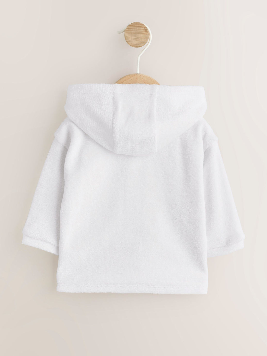 White Towelling Jersey Baby Hooded Jacket