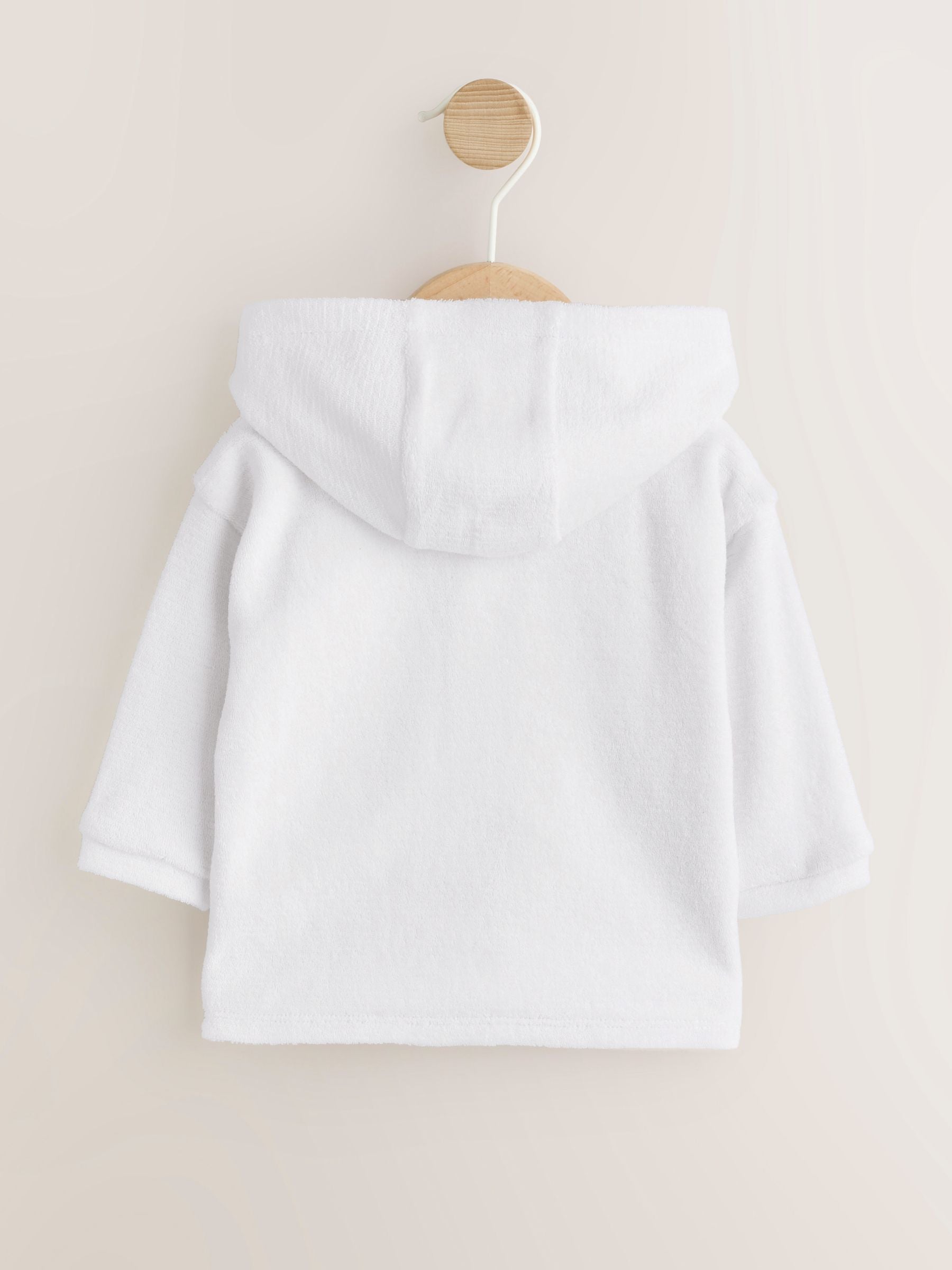 White Towelling Jersey Baby Hooded Jacket