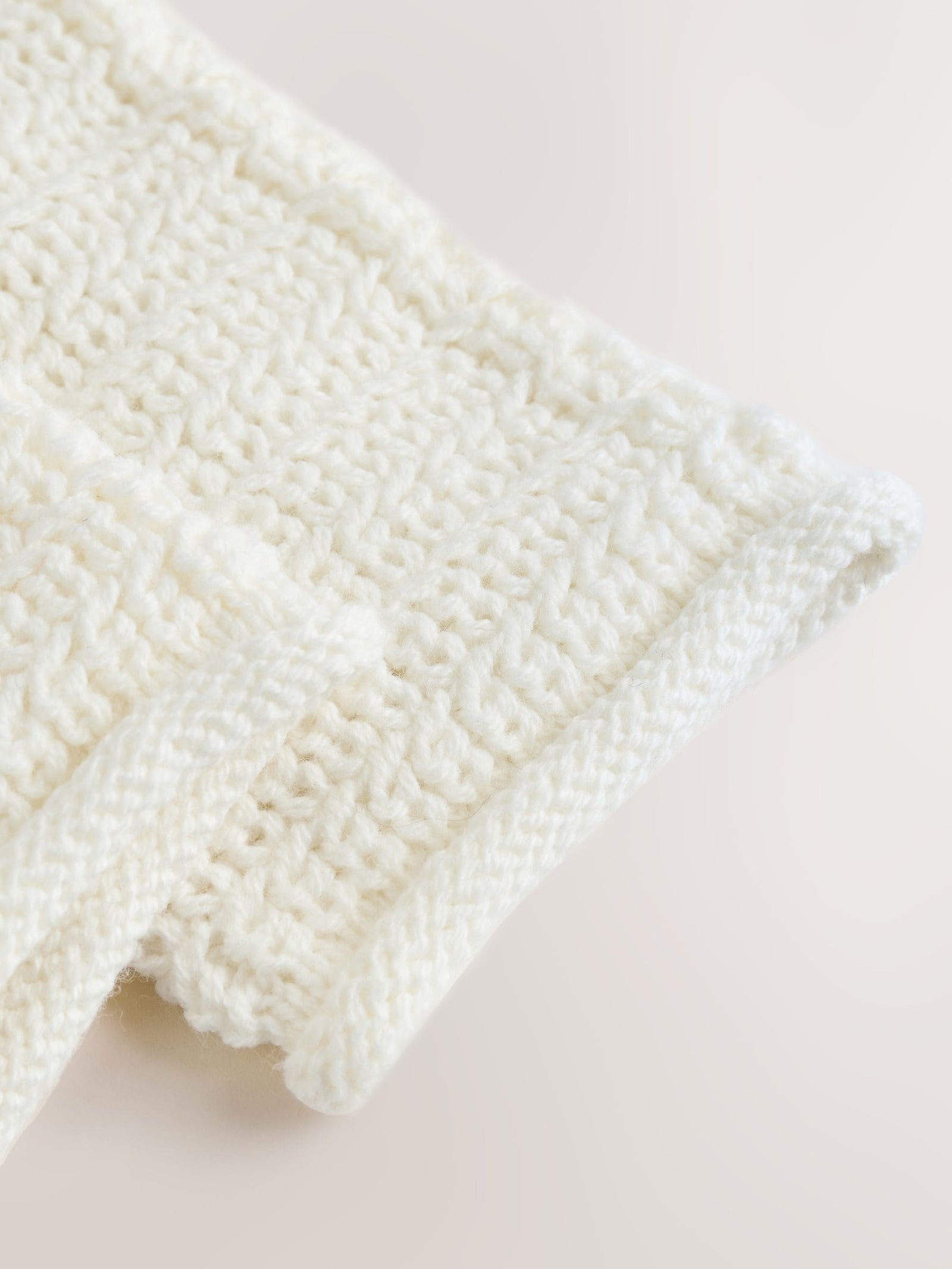 White Textured Knitted Baby Cardigan