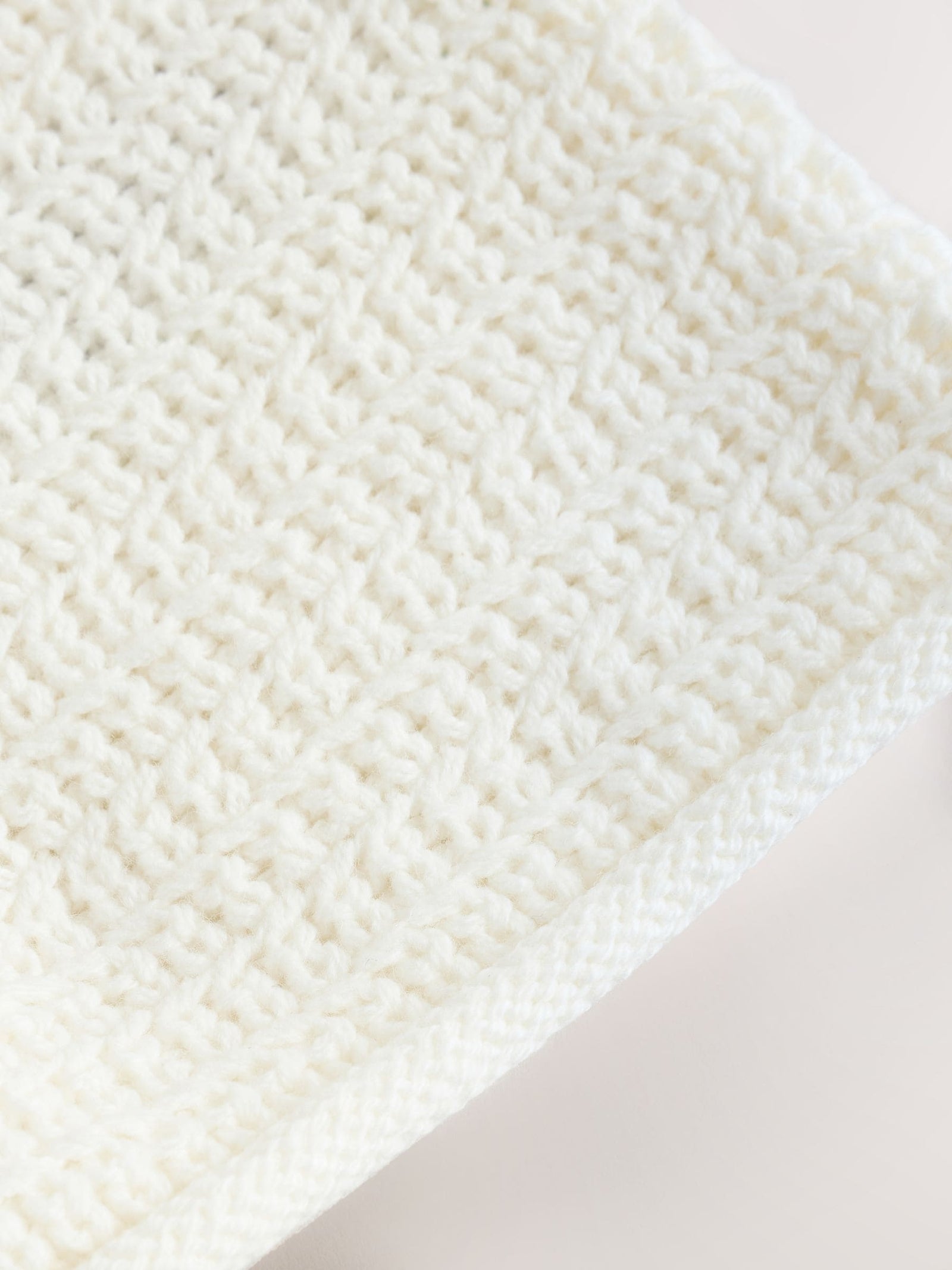 White Textured Knitted Baby Cardigan
