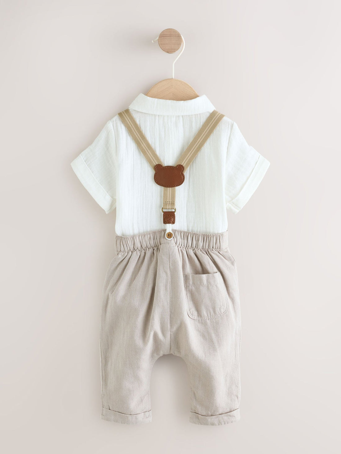 Neutral Baby Shirt Trousers and Braces Set 3 Piece (0mths-2yrs)