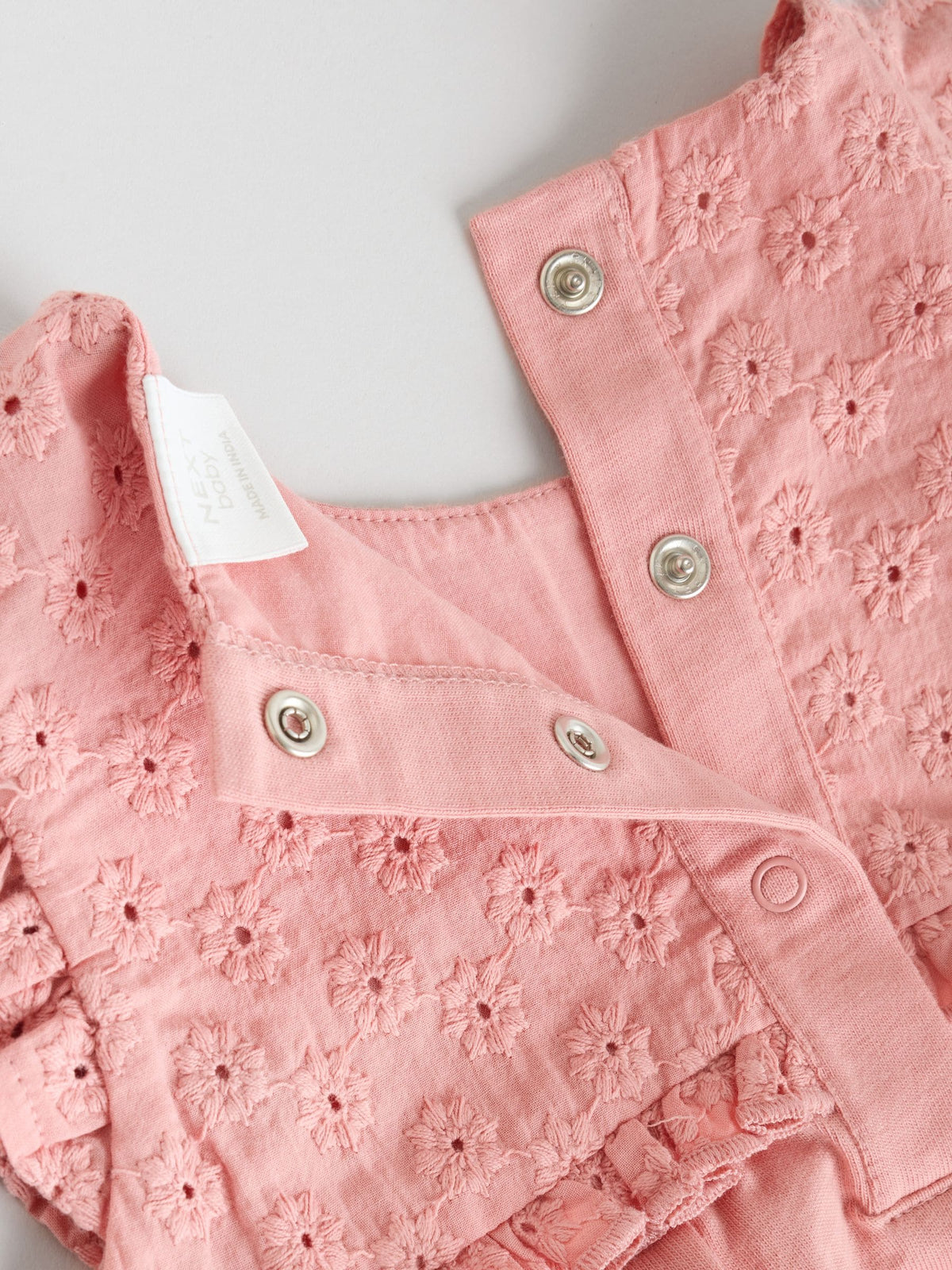 Tonal Pink Broderie 3 Pack Baby Rompers