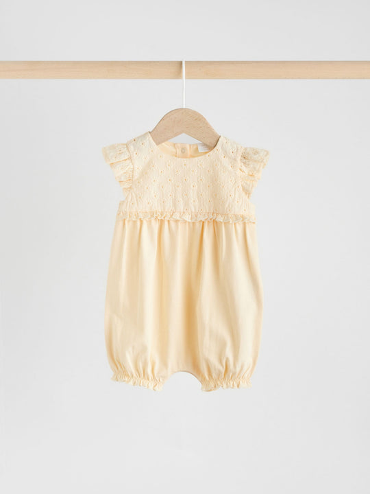 Tonal Pink Broderie 3 Pack Baby Rompers
