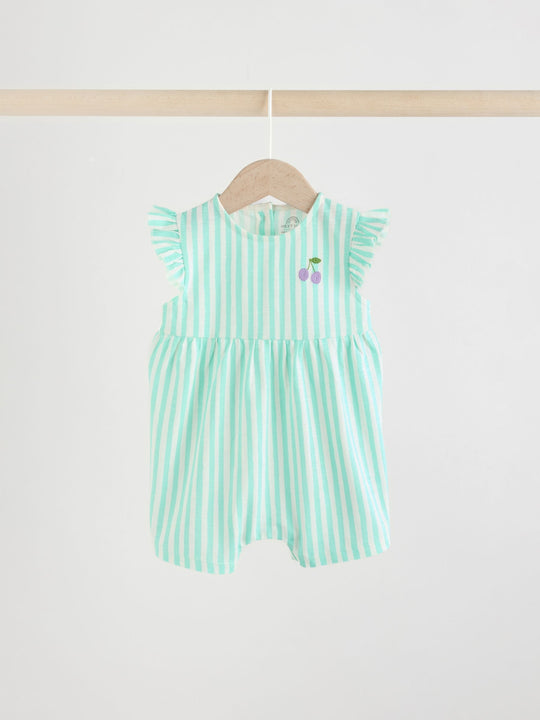 Multi Bright Colour Stripe Baby Rompers 3 Pack