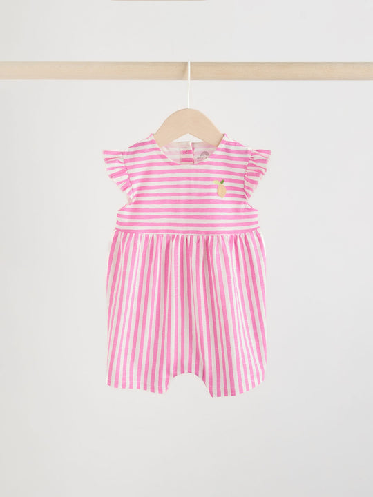 Multi Bright Colour Stripe Baby Rompers 3 Pack