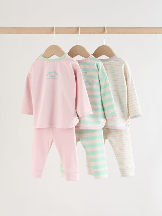 Pink Stripe Long Sleeve Top And Leggings Set 6 Piece (0mths-3yrs)