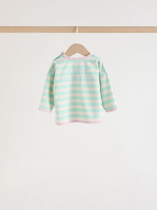 Pink Stripe Long Sleeve Top And Leggings Set 6 Piece (0mths-3yrs)