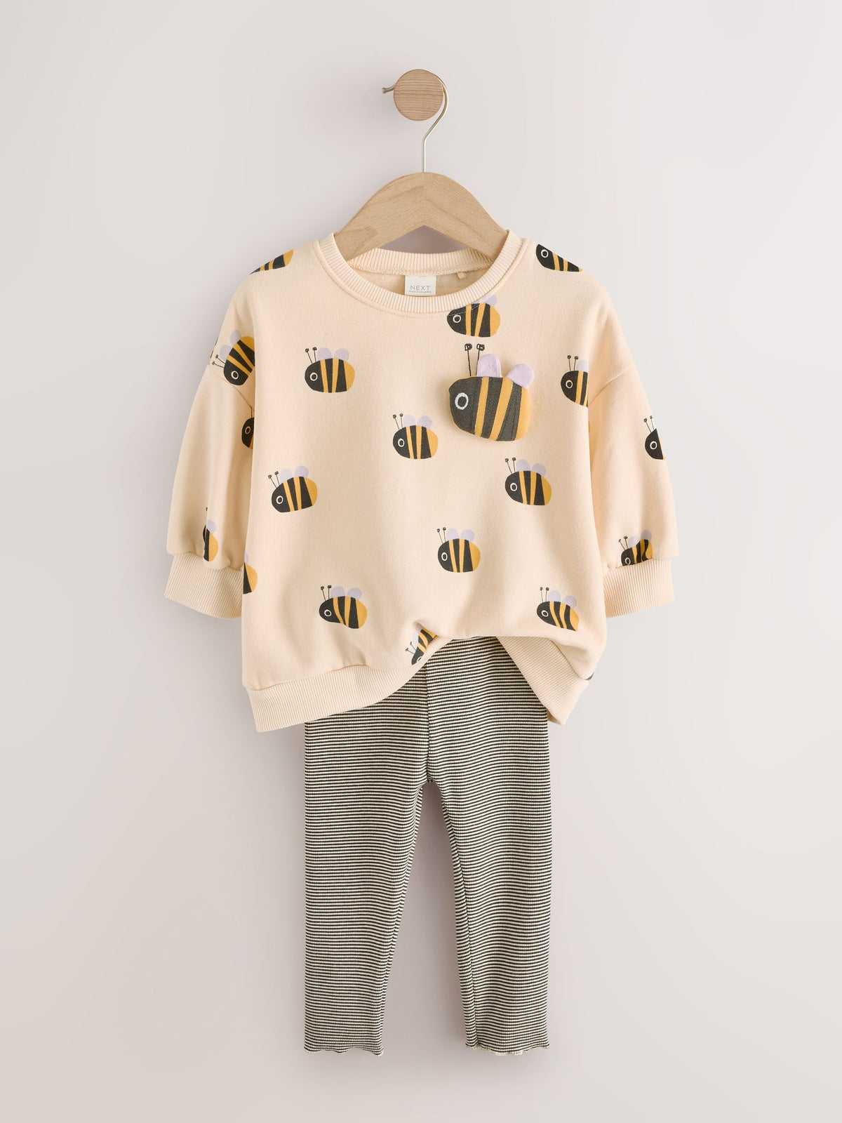 Cream Stripe Bee Sweatshirt and Leggings Set (3mths-7yrs)