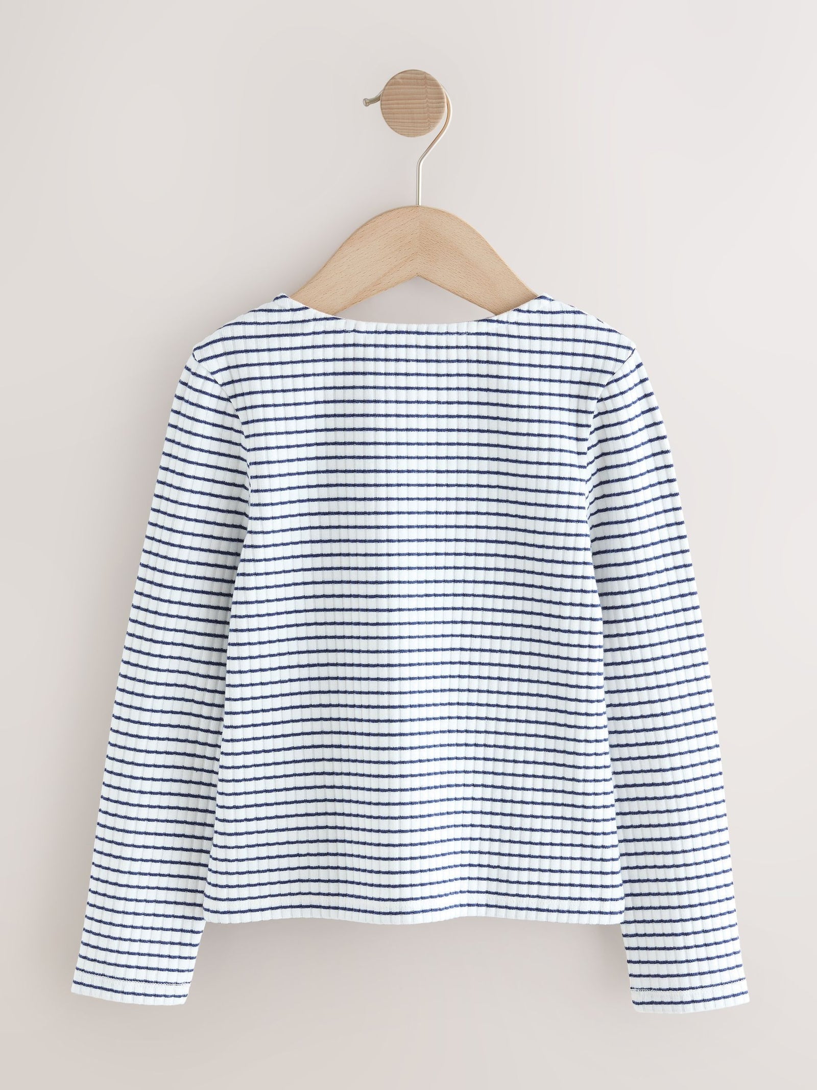 White Stripe Long Sleeve Ribbed Cardigan (3-16yrs)