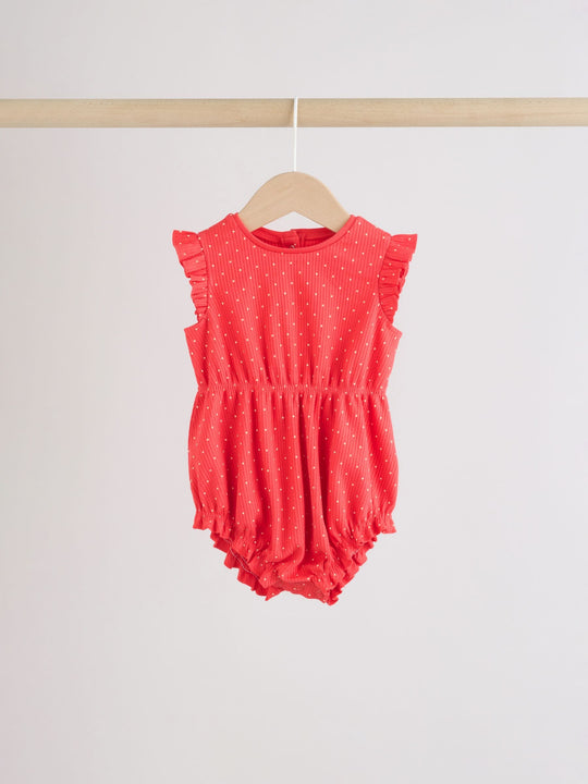 Blue Strawberry Frill Shoulder Baby Rompers 4 Pack