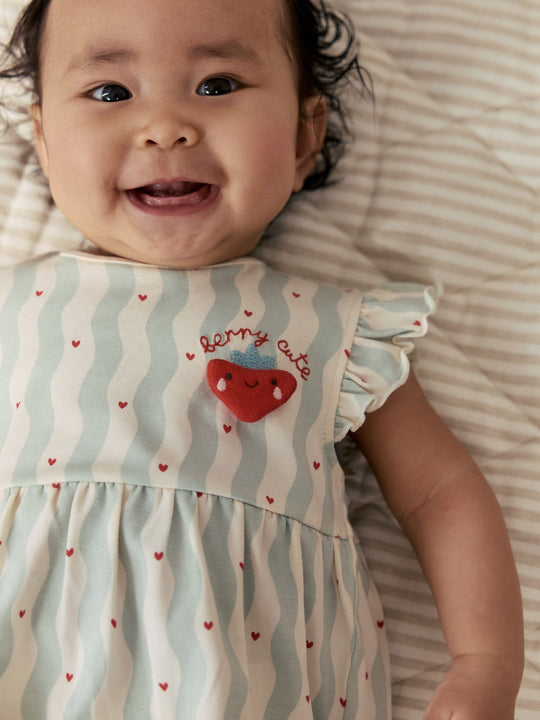 Red Strawberry Printed Baby Rompers 3 Pack
