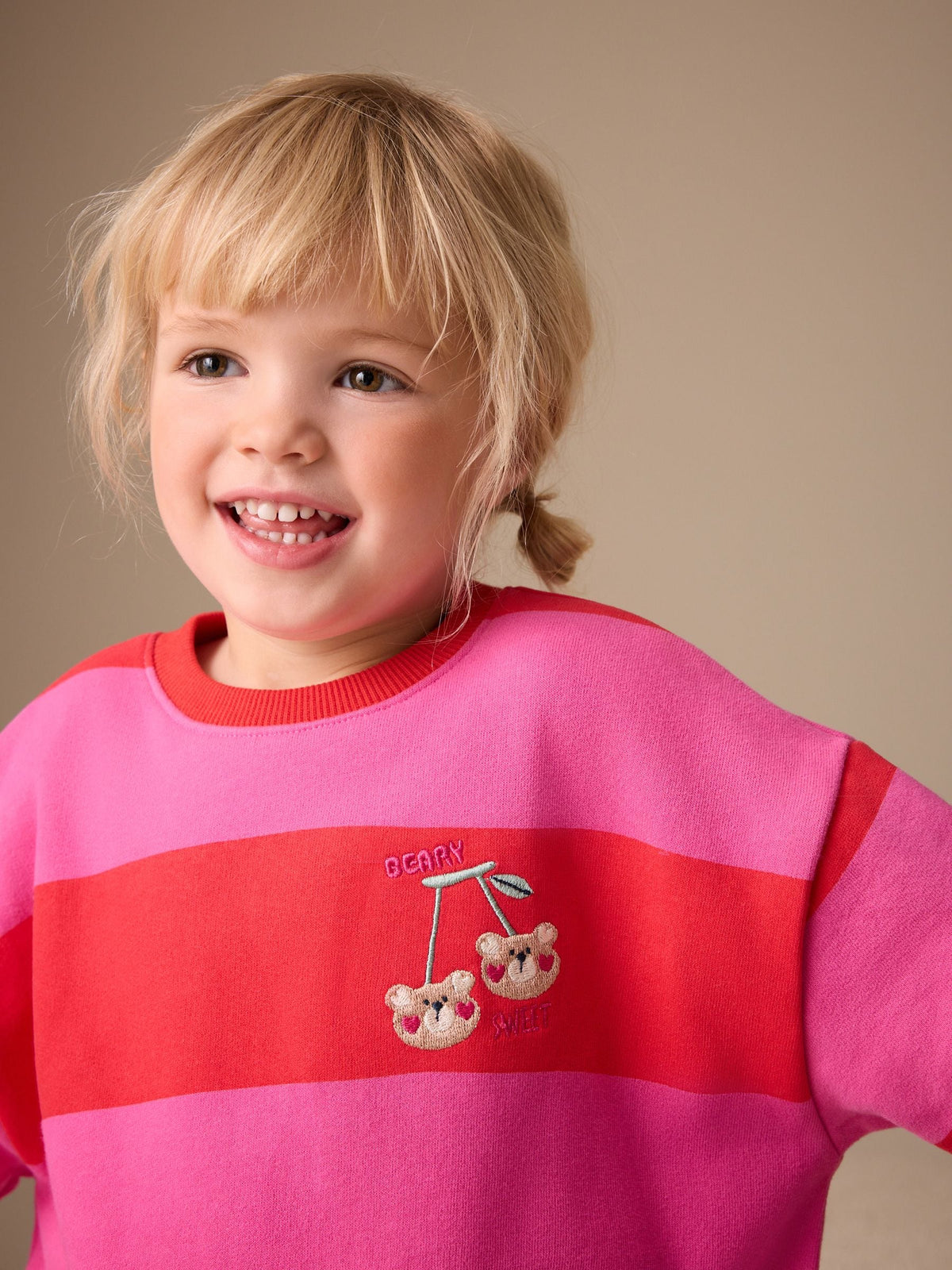 Red/Pink Stripe Crew Neck Sweatshirt (3mths-7yrs)