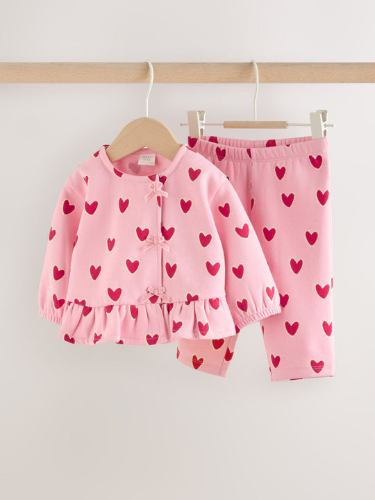 Pink Heart Top & Leggings Set 2 Piece (0mths-2yrs)