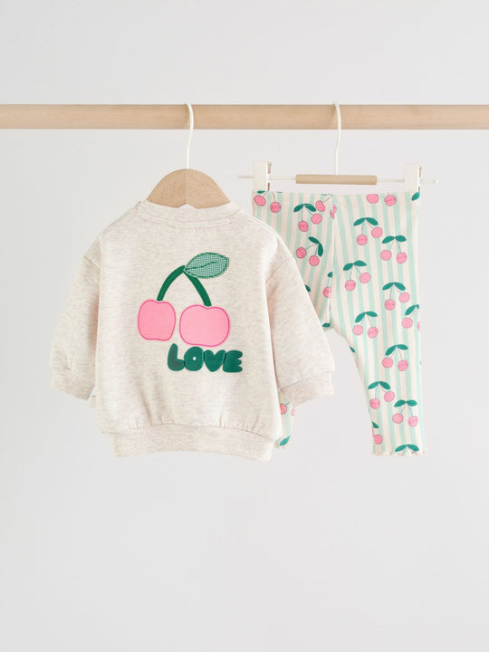 Green/Ecru Milk Club Baby Sweatshirt and Leggings 2 Piece Set (0mths-2yrs)