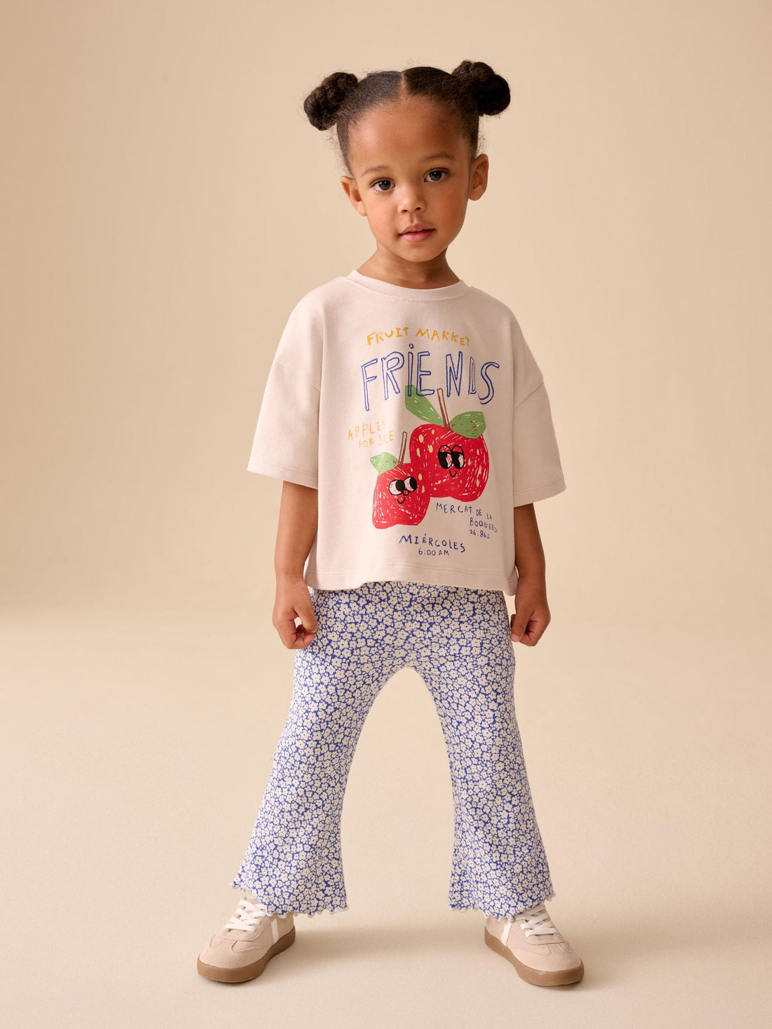 Ecru White Apple Character Short Sleeve Top and Leggings Set (3mths-7yrs)