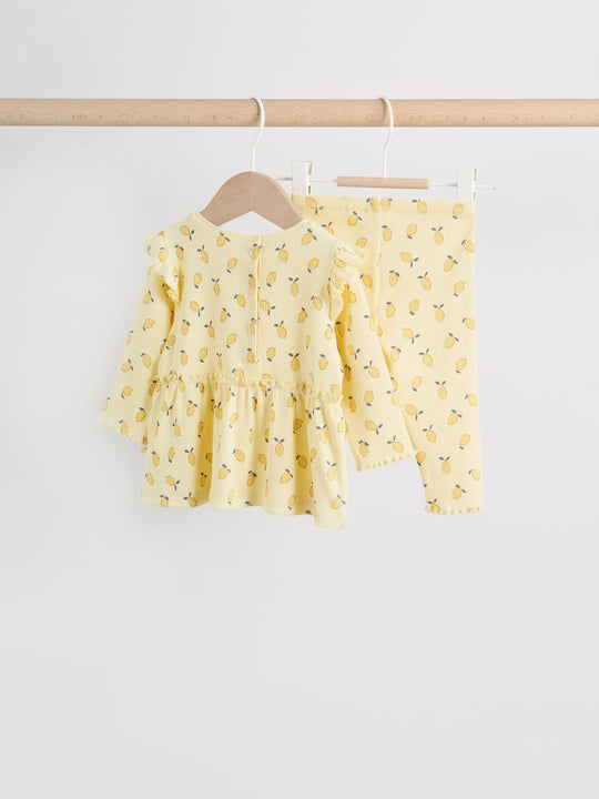 Yellow Lemon Baby Long Sleeve Frill Top And Leggings Set (0mths-2yrs)