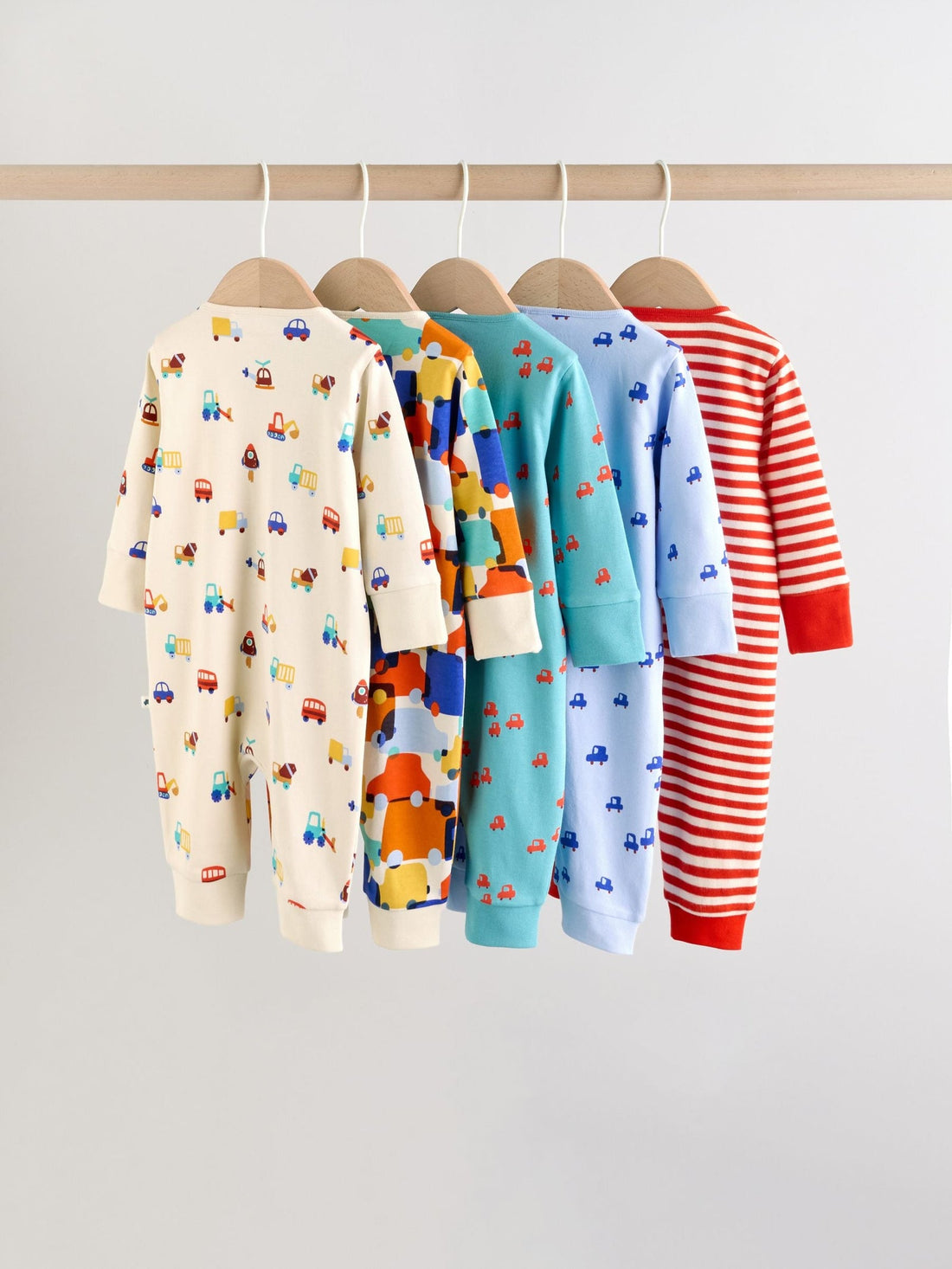 Multi Two Way Zip Baby Sleepsuit 5 Pack (0mths-3yrs)