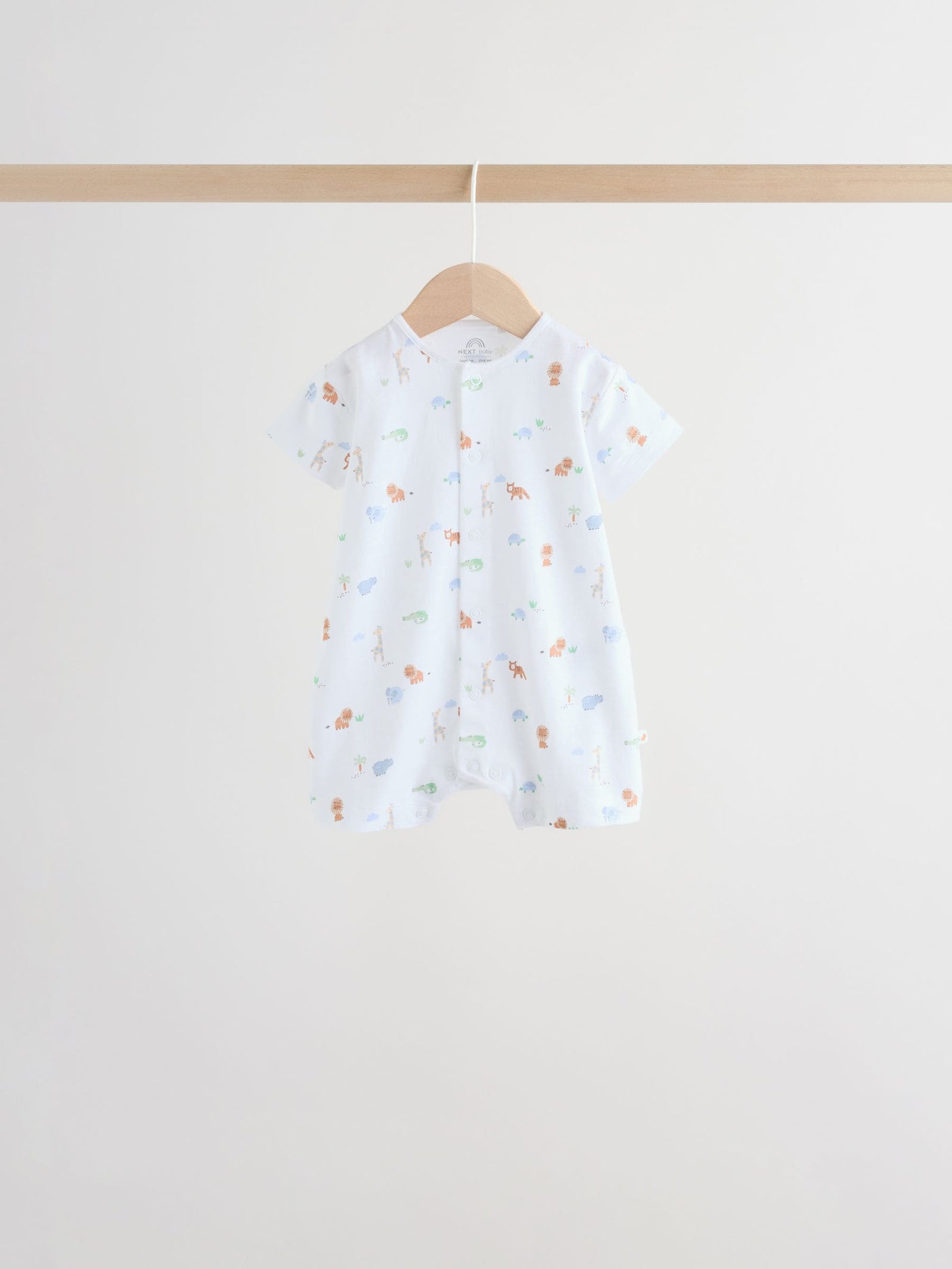 Green Blue Safari Animal Jersey Baby Rompers 4 Pack