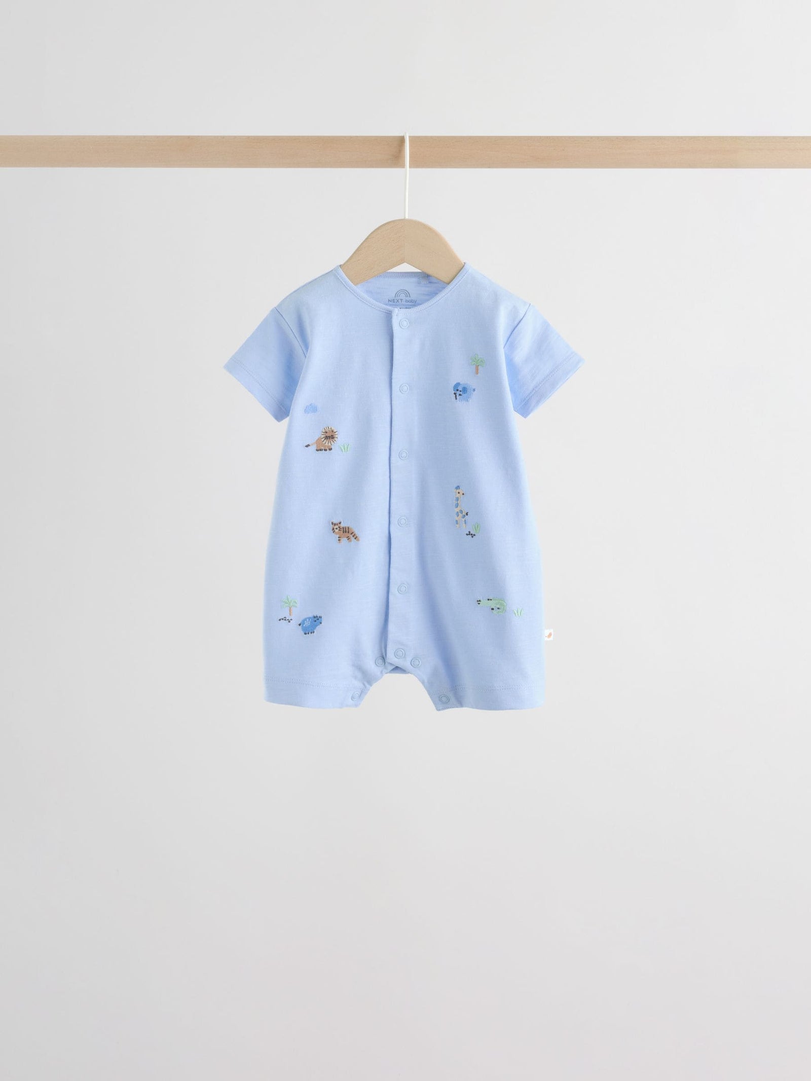 Green Blue Safari Animal Jersey Baby Rompers 4 Pack