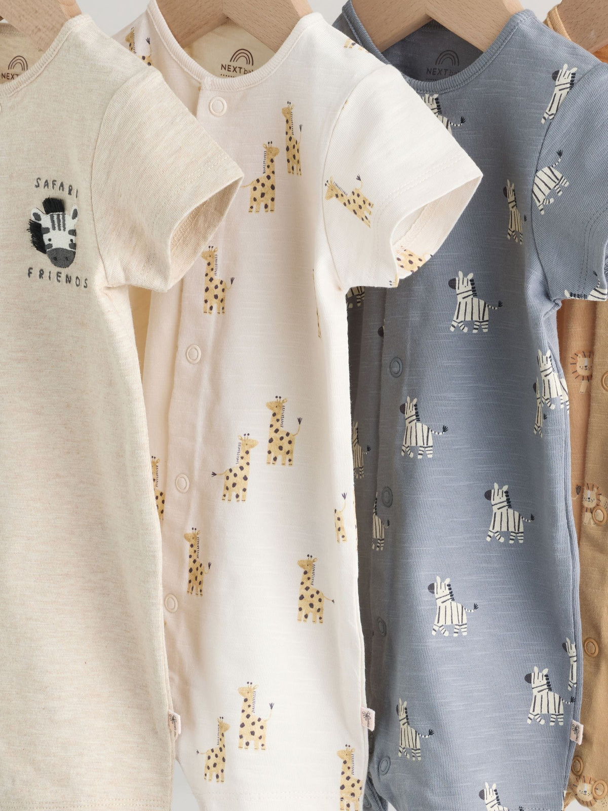 Neutral Animal Jersey Baby Rompers 4 Pack