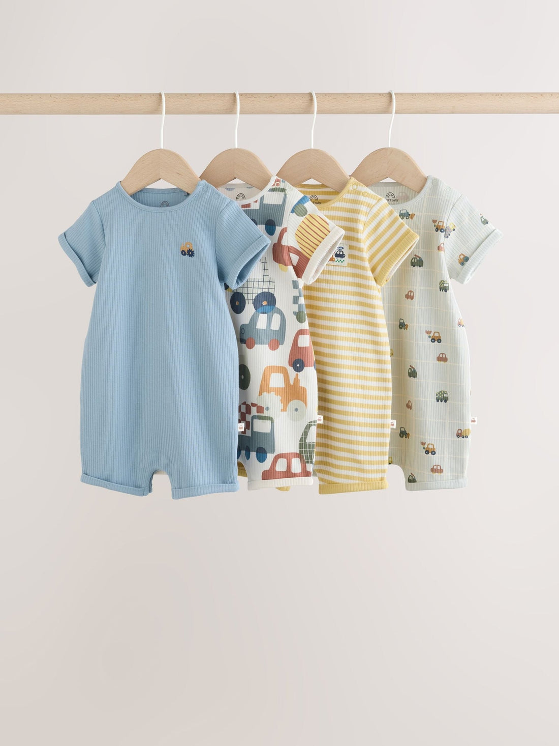 Blue Transport Printed Cotton RIch Baby Rompers 4 Pack