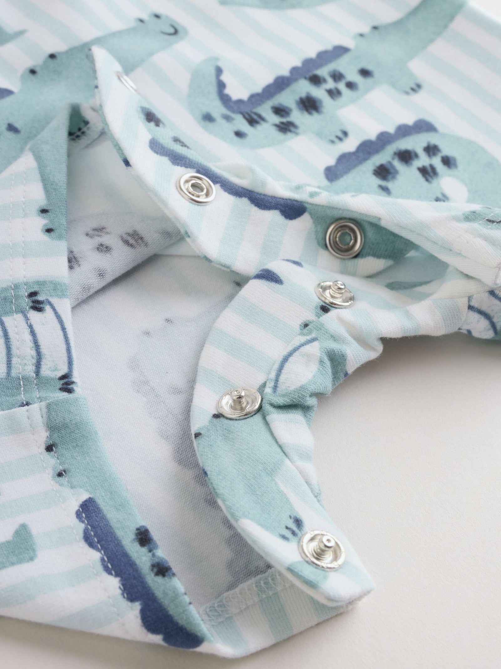 Blue Watercolour Animal Printed Popper Baby Jersey Rompers 3 Pack