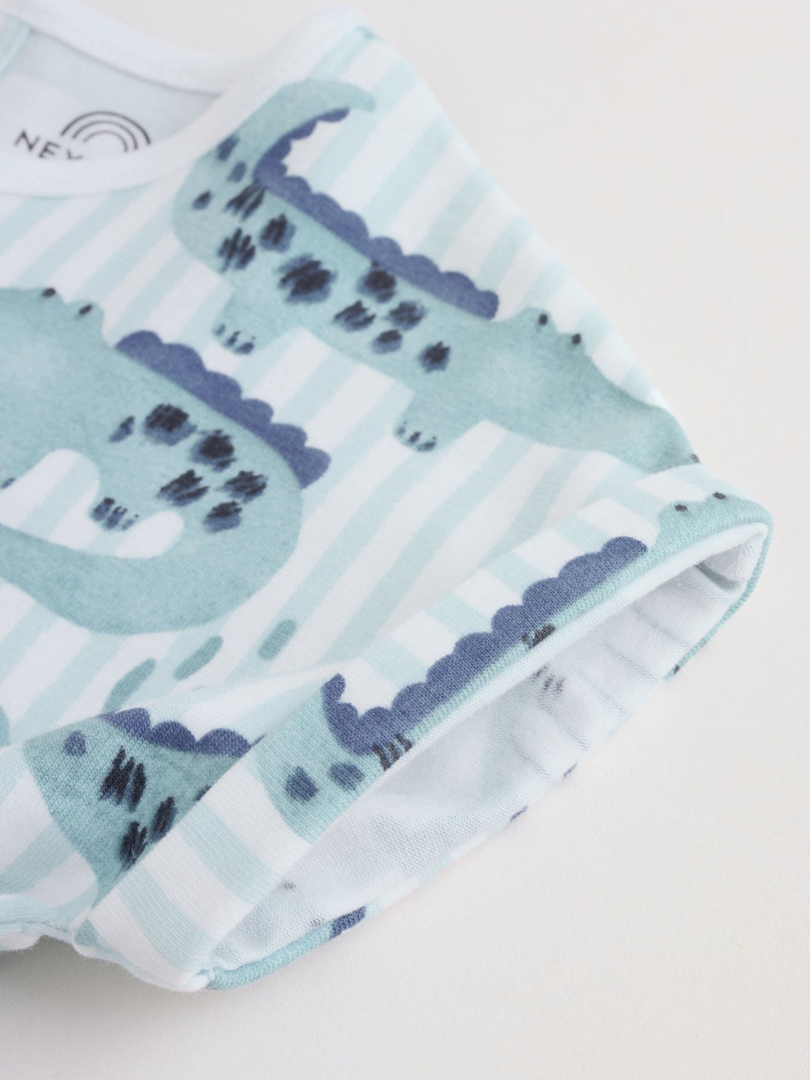 Blue Watercolour Animal Printed Popper Baby Jersey Rompers 3 Pack