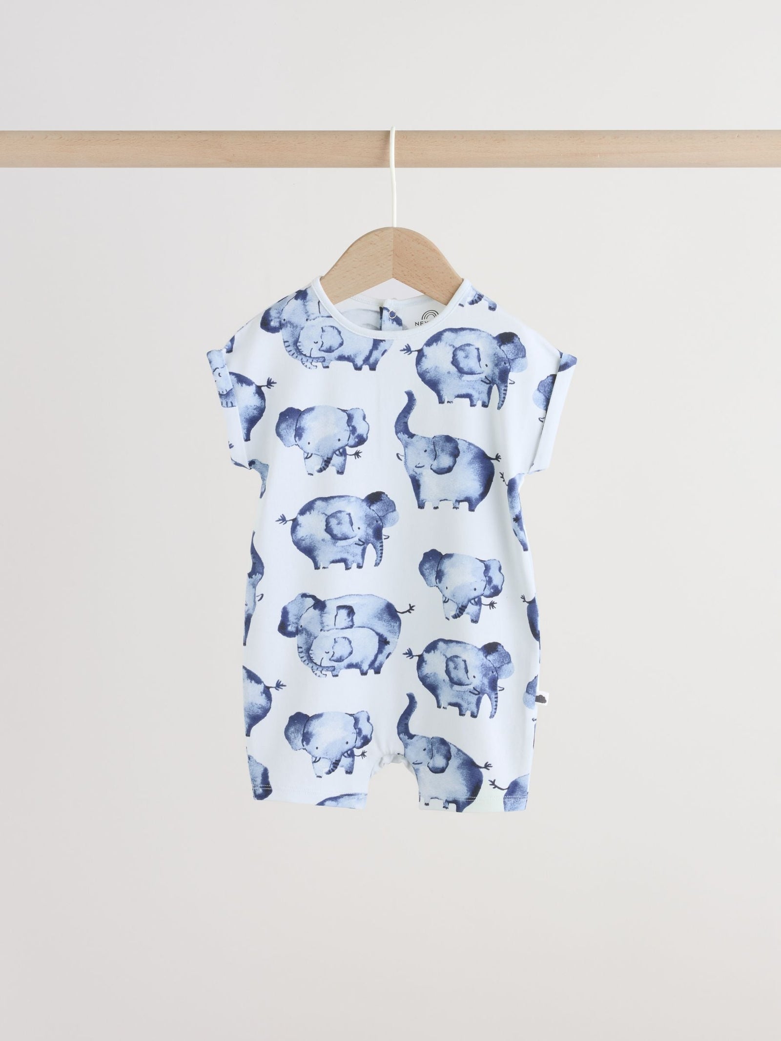 Blue Watercolour Animal Printed Popper Baby Jersey Rompers 3 Pack