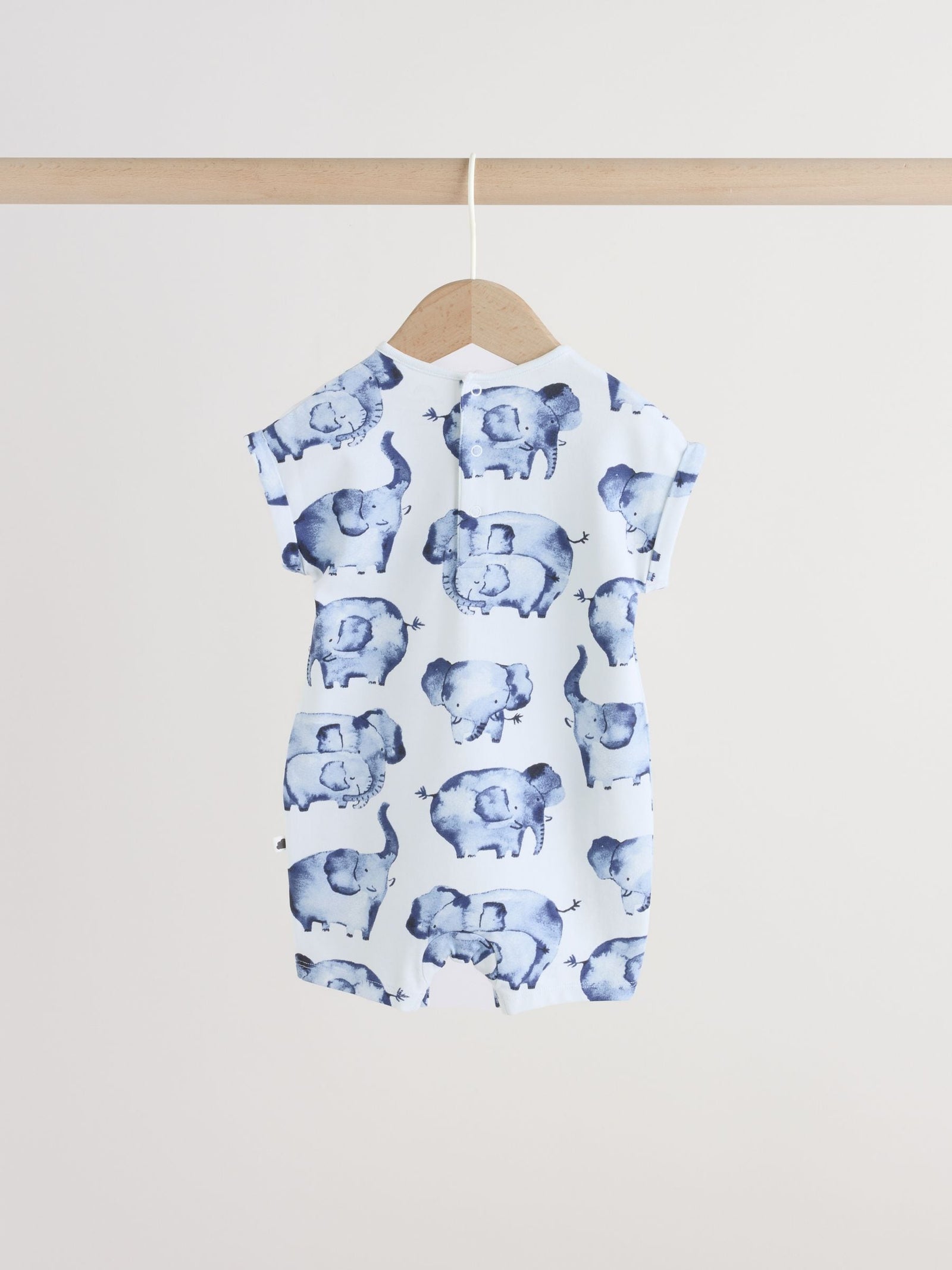 Blue Watercolour Animal Printed Popper Baby Jersey Rompers 3 Pack